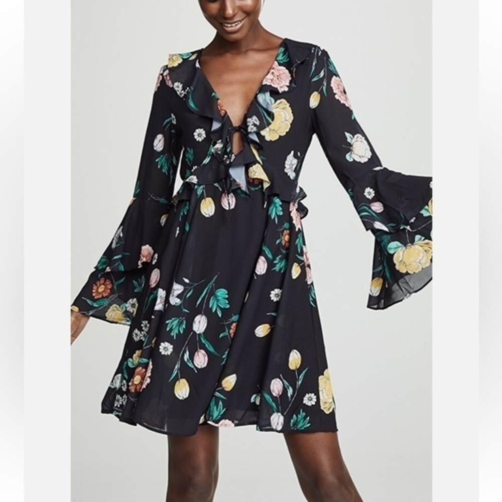 NWT Yumi Kim White and Blue Long Sleeve Plunge Sundress